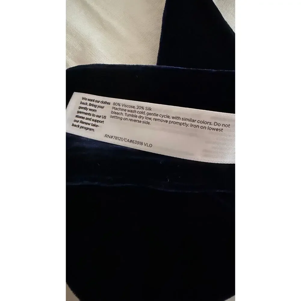 Eileen Fisher Velvet Wrap Belt Ink Navy Blue Silk Blend Obi Sash XS NWT $78